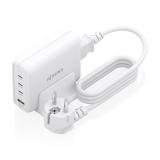 AISENS - Cargador Sobremesa GaN 140W, 3x USB-C PD3.1 QC4.0 QC5.0, 1x USB-A QC3.0, Blanco