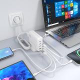 AISENS - Cargador Sobremesa GaN 140W, 3x USB-C PD3.1 QC4.0 QC5.0, 1x USB-A QC3.0, Blanco