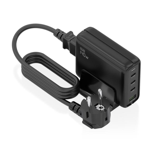 AISENS - Cargador Sobremesa GaN 140W, 3x USB-C PD3.1 QC4.0 QC5.0, 1x USB-A QC3.0, Negro