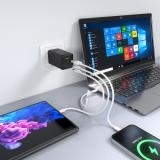 AISENS - Cargador GaN 100W, 2x USB-C PD3.0 QC4.0 QC5.0, 1x USB-A QC3.0, Negro