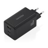 AISENS - Cargador GaN 100W, 2x USB-C PD3.0 QC4.0 QC5.0, 1x USB-A QC3.0, Negro