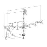 AISENS - Soporte de Mesa Eco Giratorio e Inclinable para 4 Monitores 8kg (4 Pivotes, 2 Brazos) de 13"-27", Negro