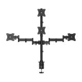 AISENS - Soporte de Mesa Eco Giratorio e Inclinable para 4 Monitores 8kg (4 Pivotes, 2 Brazos) de 13"-27", Negro