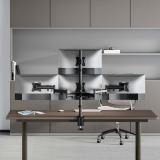 AISENS - Soporte de Mesa Eco Giratorio e Inclinable para 4 Monitores 8kg (4 Pivotes, 2 Brazos) de 13"-27", Negro