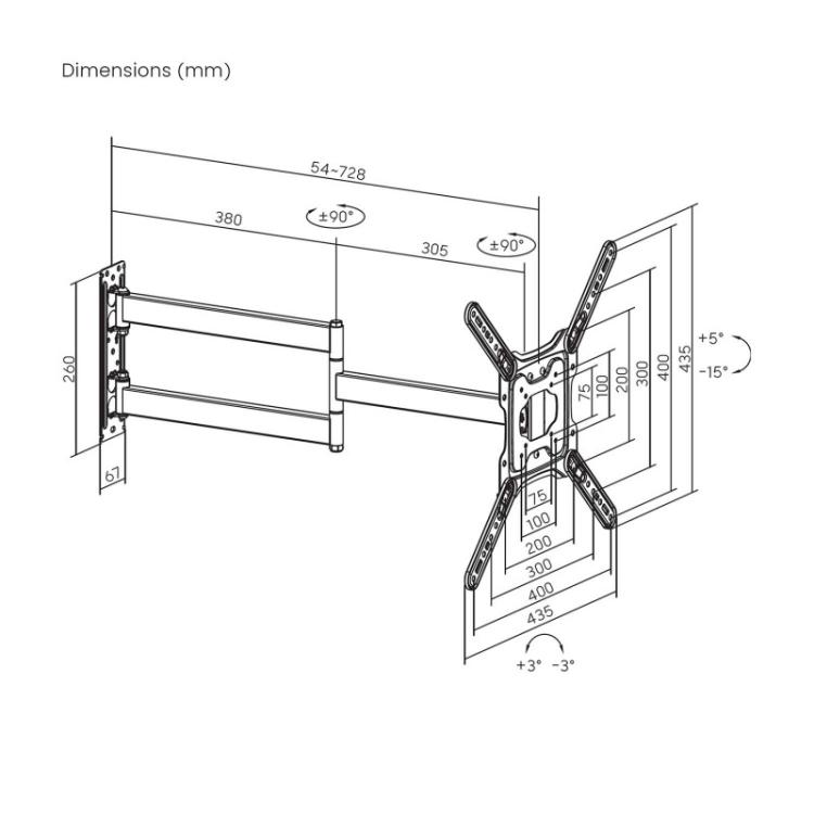 AISENS - Soporte Eco Giratorio, Inclinable y Nivelable para Monitor/TV 35kg de 23"-65", Negro - WT65TSLE-383