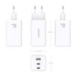 AISENS - Cargador GaN 100W, 2x USB-C PD3.0 QC4.0 QC5.0, 1x USB-A QC3.0, Blanco