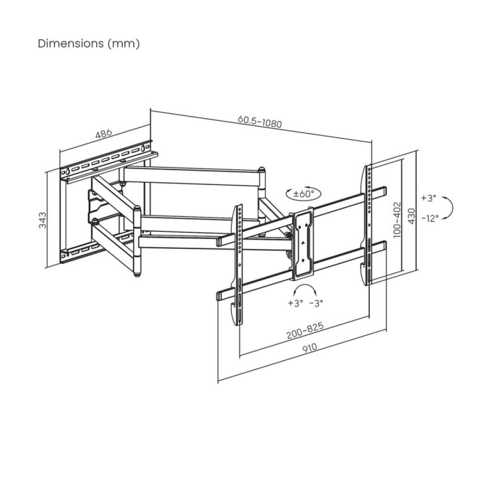 AISENS - Soporte Eco Giratorio, Inclinable y Nivelable para Monitor/TV 60kg de 43"-90", Negro