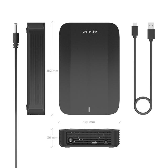 AISENS - Caja Externa, 3,5" SATA a USB-C USB3.1 GEN1, Negro