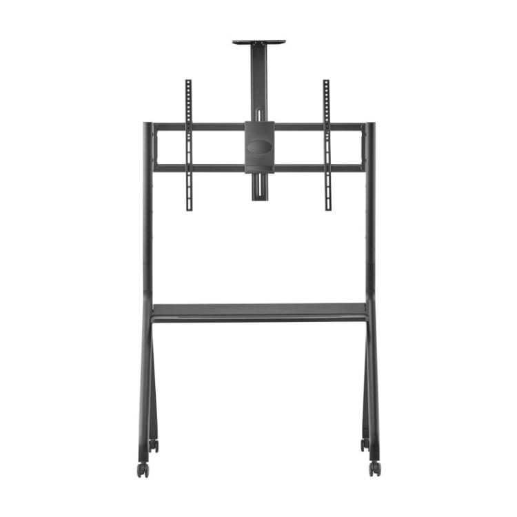 AISENS - Soporte de Suelo Pro Con Rueda, 1 Bandeja Y Soporte de Camara Para Pantalla Interactiva/TV 120kg de 55"-100", Negro