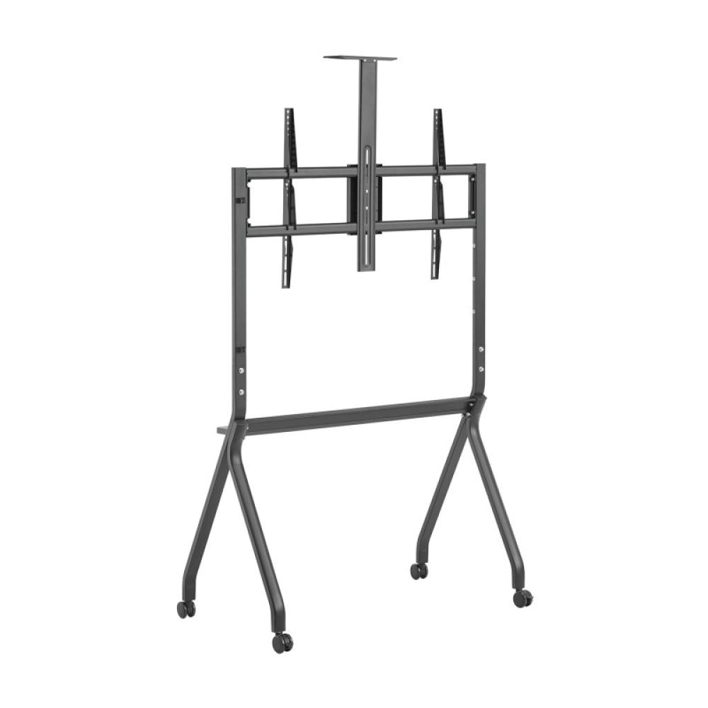 AISENS - Soporte de Suelo Pro Con Rueda, 1 Bandeja Y Soporte de Camara Para Pantalla Interactiva/TV 120kg de 55"-100", Negro