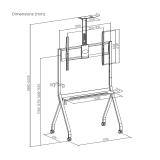 AISENS - Soporte de Suelo Pro Con Rueda, 1 Bandeja Y Soporte de Camara Para Pantalla Interactiva/TV 120kg de 55"-100", Negro