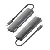 AISENS - USB-C Dock 7 en 1, USB-C A, 1x HDMI, 3x USB-A, 1x USB-C PD 100W, 1x SD, 1x MicroSD, Gris, 15cm