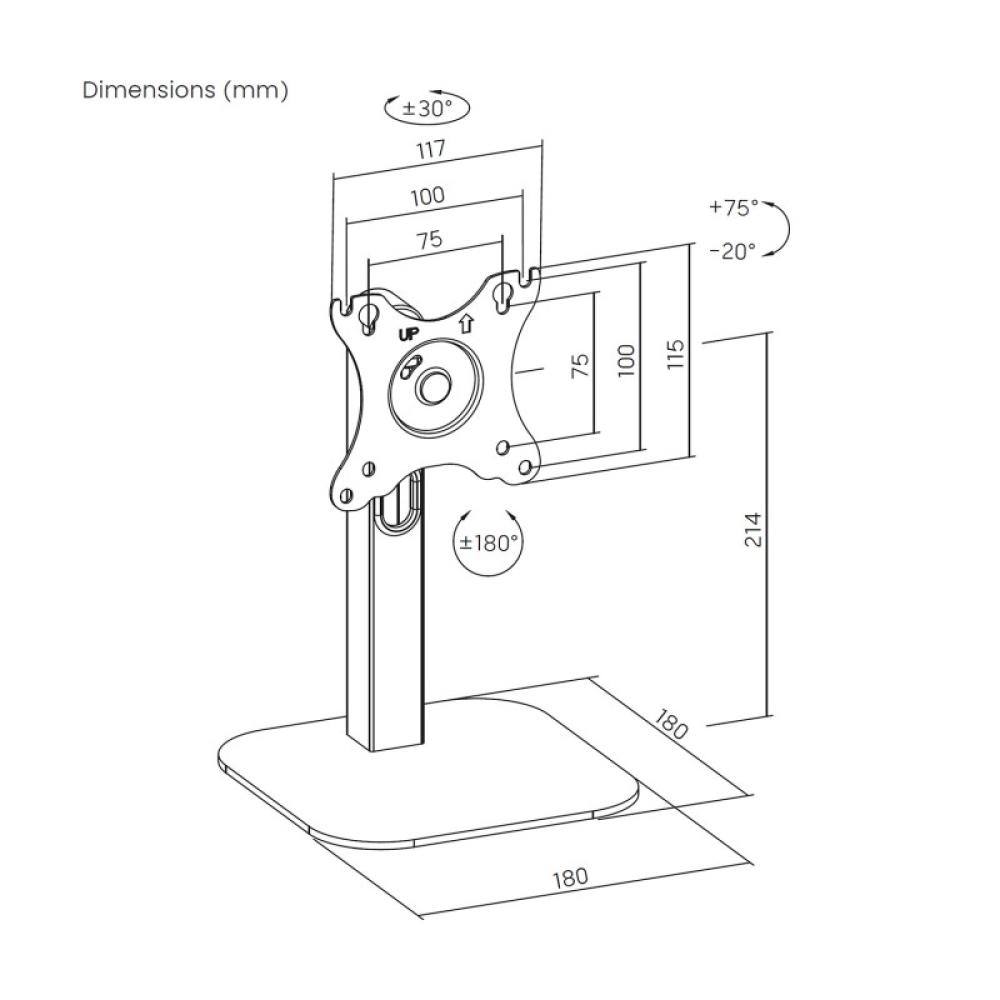 AISENS - Soporte de Mesa Eco Giratorio e Inclinable Para Monitor/POS 2.5kg de 10"-24", Negro
