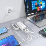 AISENS - Cargador Sobremesa GaN 100W, 3x USB-C PD3.0 QC4.0 QC5.0, 1x USB-A QC3.0, Blanco