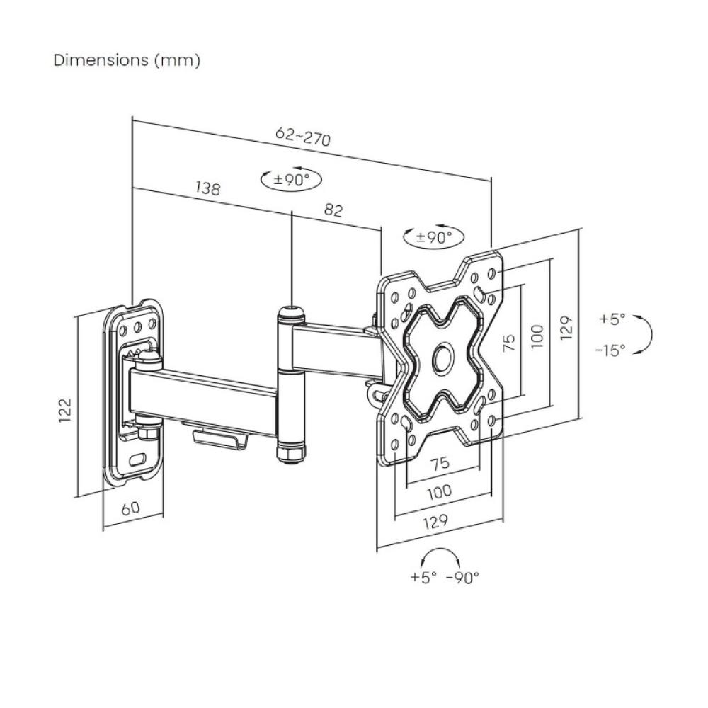 AISENS - Soporte Eco Giratorio, Inclinable y Nivelable para Monitor/TV 20kg (3 Pivotes) de 13"-32", Negro