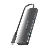 AISENS - USB-C Dock 6 en 1, USB-C A, 1x HDMI, 3x USB-A, 1x SD, 1x MicroSD, Gris, 15cm
