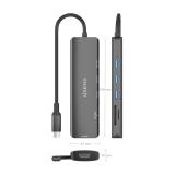 AISENS - USB-C Dock 6 en 1, USB-C A, 1x HDMI, 3x USB-A, 1x SD, 1x MicroSD, Gris, 15cm