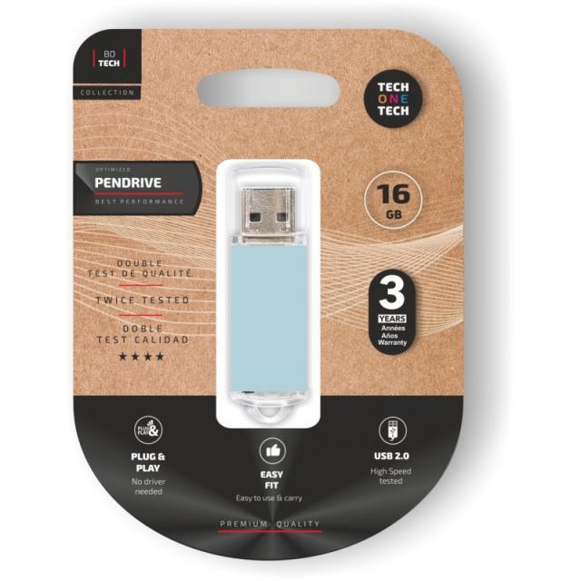 TECH ONE TECH - TEC3010-16 unidad flash USB 16 GB USB tipo A 2.0 Azul