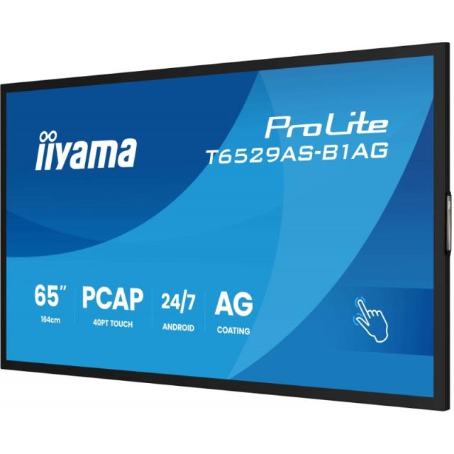 iiyama - T6529AS-B1AG pantalla de señalización Diseño de quiosco 163,8 cm (64.5") LED Wifi 420 cd / m² 4K Ultra HD Negro Pantall