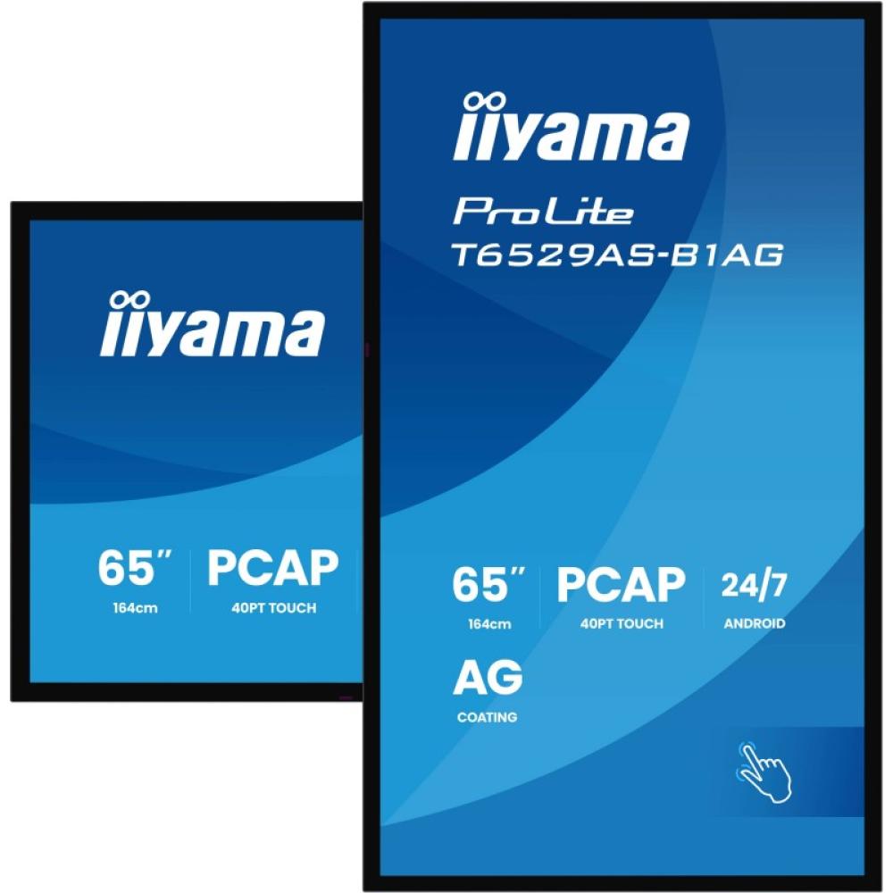 iiyama - T6529AS-B1AG pantalla de señalización Diseño de quiosco 163,8 cm (64.5") LED Wifi 420 cd / m² 4K Ultra HD Negro Pantall