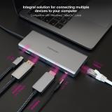 Nanocable - Hub USB-C 12 en 1, Conversor USB-C 3.1 a 3xUSB-A 3.2 + USB-C 3.2 + USB-C PD + 2xHDMI 4K@60Hz + DP 4K@60Hz + RJ45 1Gb