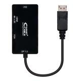 Nanocable - Conversor Displayport a VGA / HDMI, 3 en 1, DP 1.2/M-VGA/H-HDMI/H 4K, Negro, 15 cm