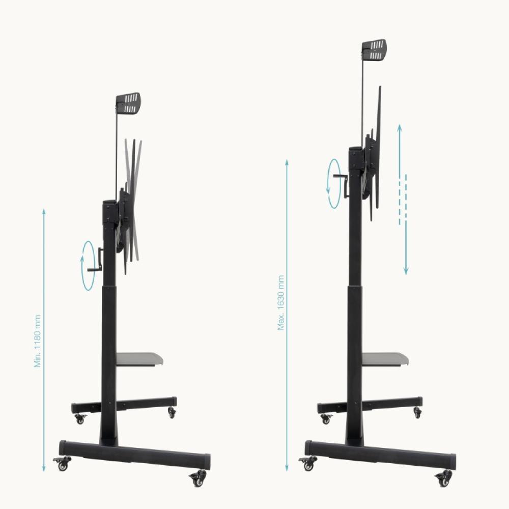 TooQ - AQUILES” Soporte de Suelo con Ruedas con Regulación de Altura para Pantallas 60"-100", Negro
