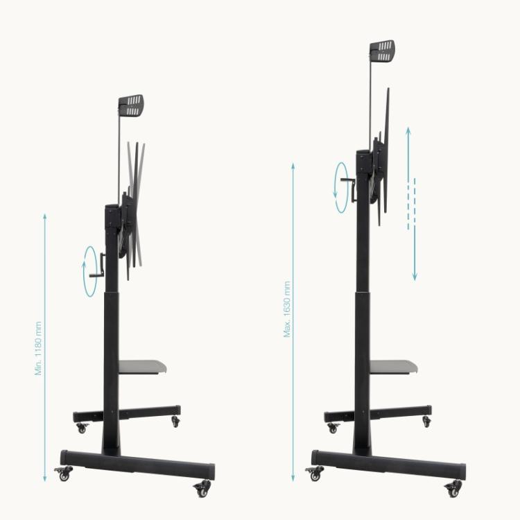 TooQ - AQUILES” Soporte de Suelo con Ruedas con Regulación de Altura para Pantallas 60"-100", Negro