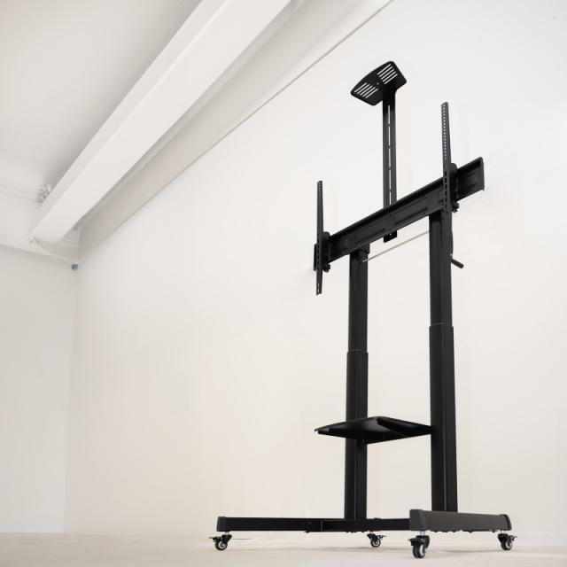 TooQ - AQUILES” Soporte de Suelo con Ruedas con Regulación de Altura para Pantallas 60"-100", Negro