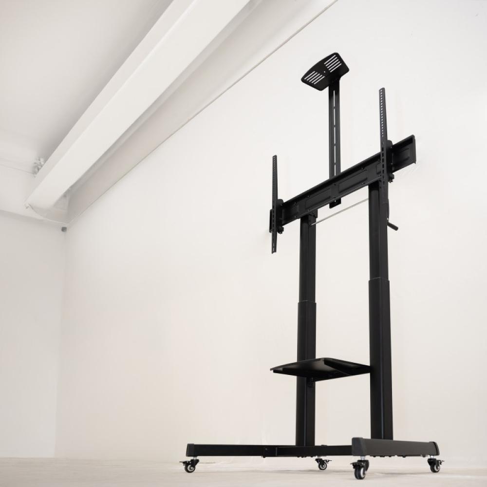 TooQ - AQUILES” Soporte de Suelo con Ruedas con Regulación de Altura para Pantallas 60"-100", Negro