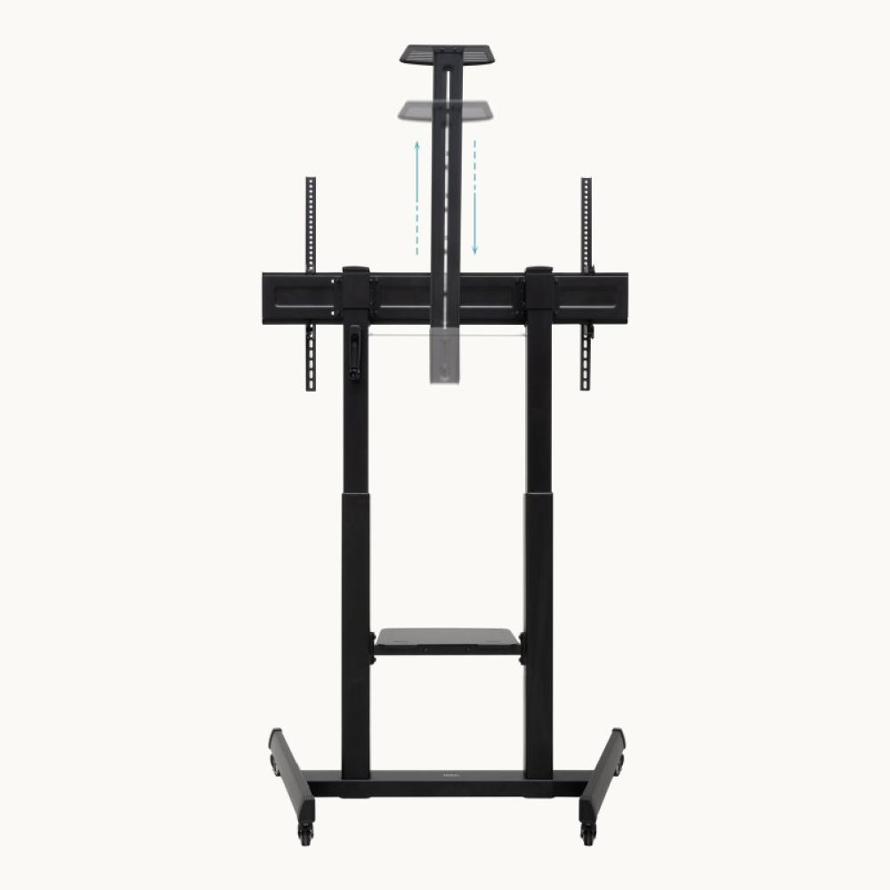 TooQ - AQUILES” Soporte de Suelo con Ruedas con Regulación de Altura para Pantallas 60"-100", Negro