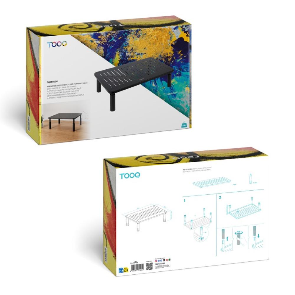 TooQ - Soporte Elevador Multiusos para Monitor/Portátil, Negro - TQMR086