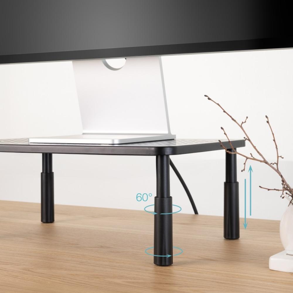 TooQ - Soporte Elevador Multiusos para Monitor/Portátil, Negro - TQMR086