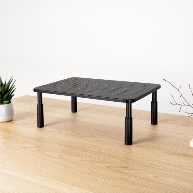 TooQ - Soporte Elevador Multiusos para Monitor/Portátil, Negro - TQMR086