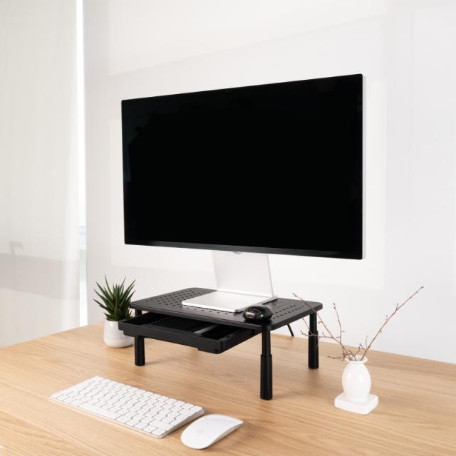 TooQ - Soporte Elevador Multiusos para Monitor/Portátil, Negro - TQMR087