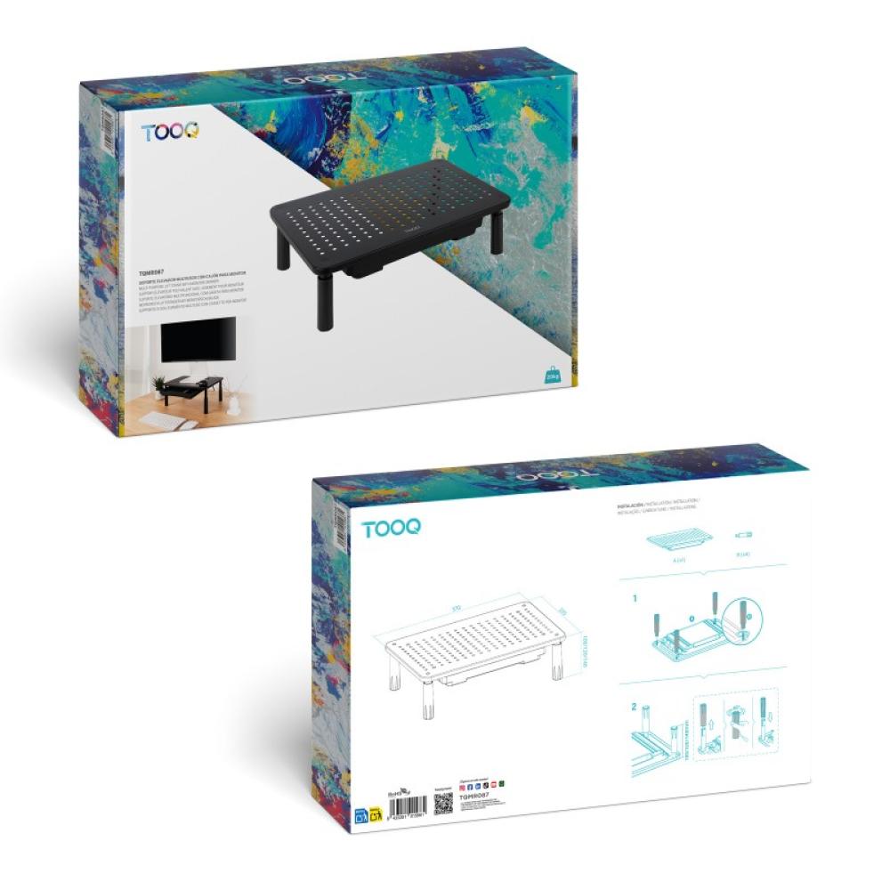TooQ - Soporte Elevador Multiusos para Monitor/Portátil, Negro - TQMR087
