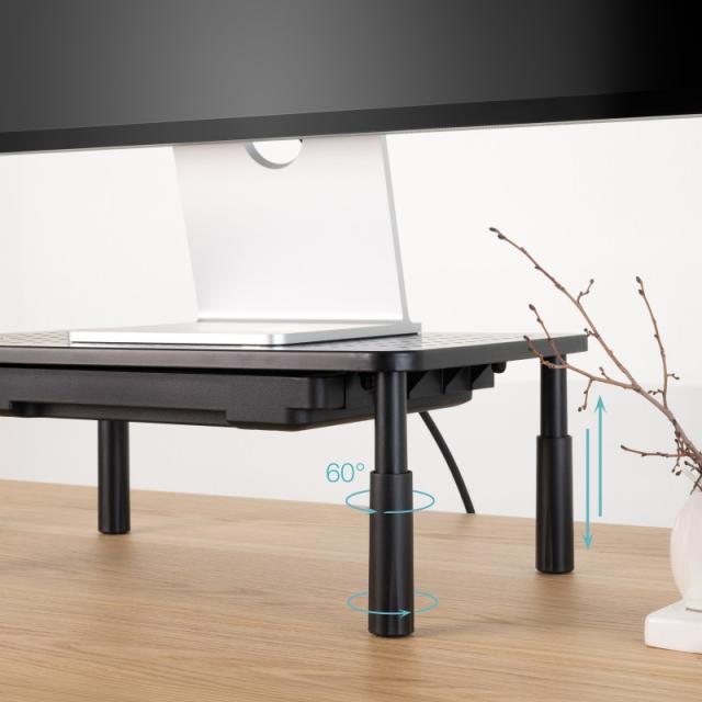 TooQ - Soporte Elevador Multiusos para Monitor/Portátil, Negro - TQMR087