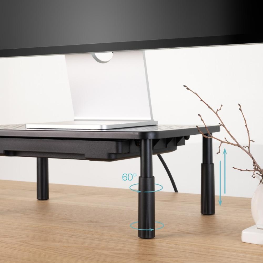 TooQ - Soporte Elevador Multiusos para Monitor/Portátil, Negro - TQMR087