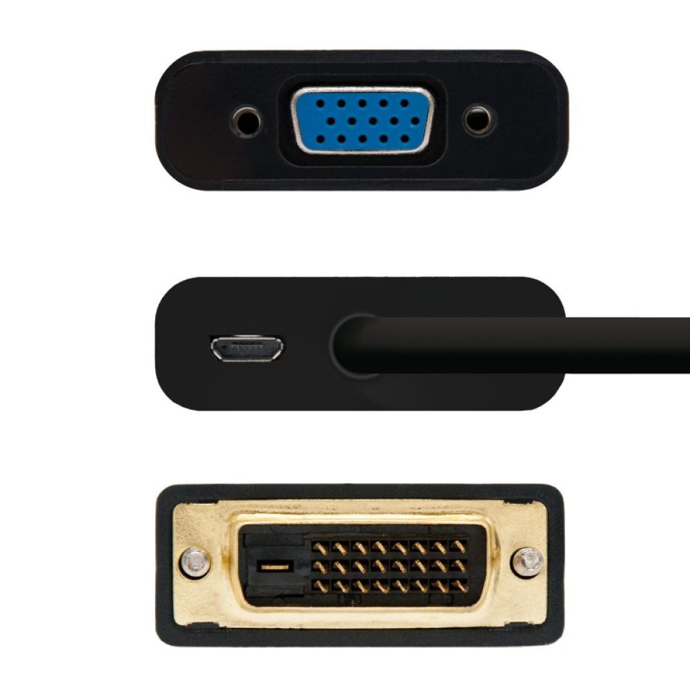 Nanocable - Conversor DVI 24+1/m A VGA HDB15/h, Negro, 10 cm