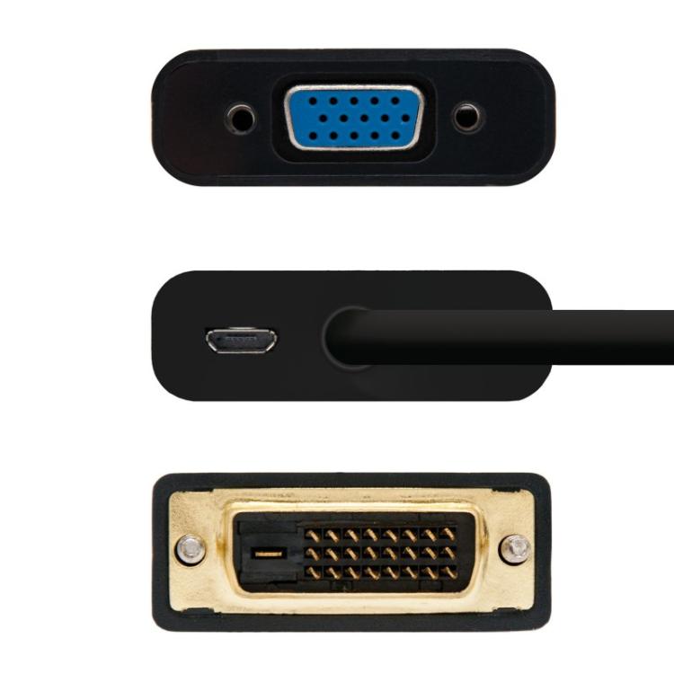 Nanocable - Conversor DVI 24+1/m A VGA HDB15/h, Negro, 10 cm