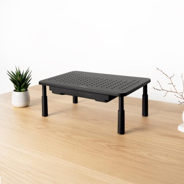 TooQ - Soporte Elevador Multiusos para Monitor/Portátil, Negro - TQMR087