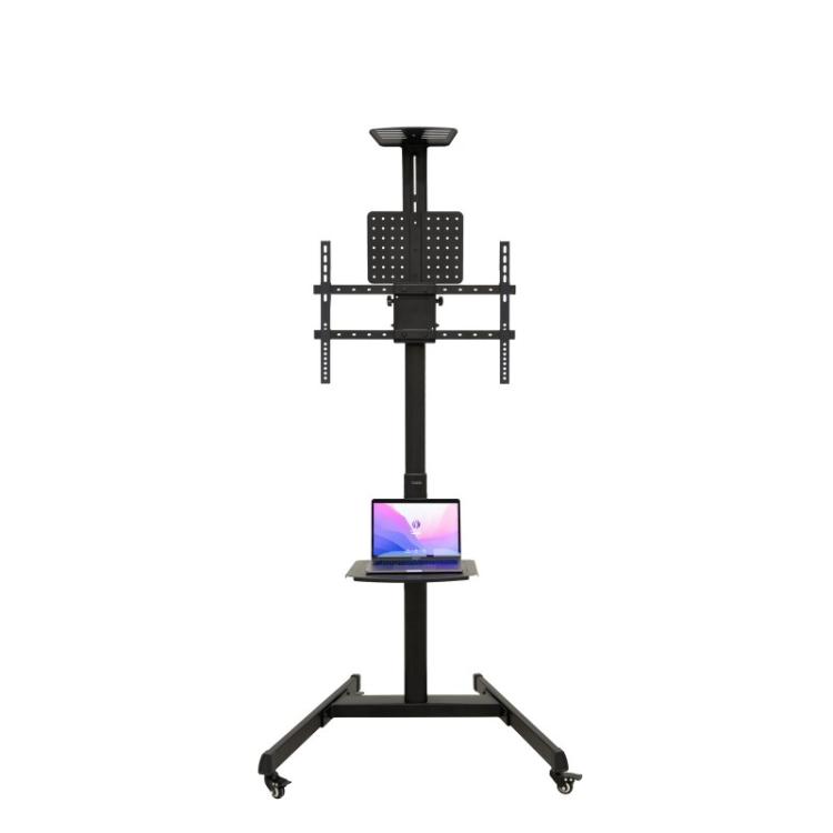 TooQ - COMETA” Soporte de Suelo con Ruedas con Regulación de Altura para Pantallas 37"- 70", Rotación 90°, Negro