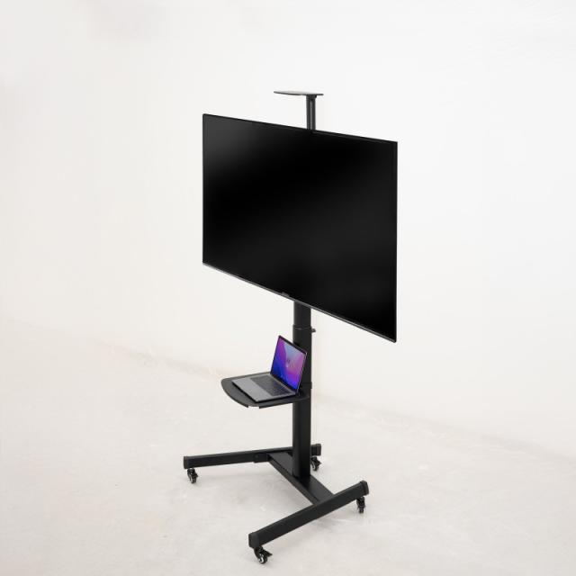 TooQ - COMETA” Soporte de Suelo con Ruedas con Regulación de Altura para Pantallas 37"- 70", Rotación 90°, Negro