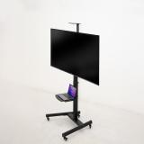 TooQ - COMETA” Soporte de Suelo con Ruedas con Regulación de Altura para Pantallas 37"- 70", Rotación 90°, Negro