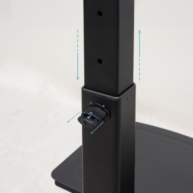 TooQ - COMETA” Soporte de Suelo con Ruedas con Regulación de Altura para Pantallas 37"- 70", Rotación 90°, Negro