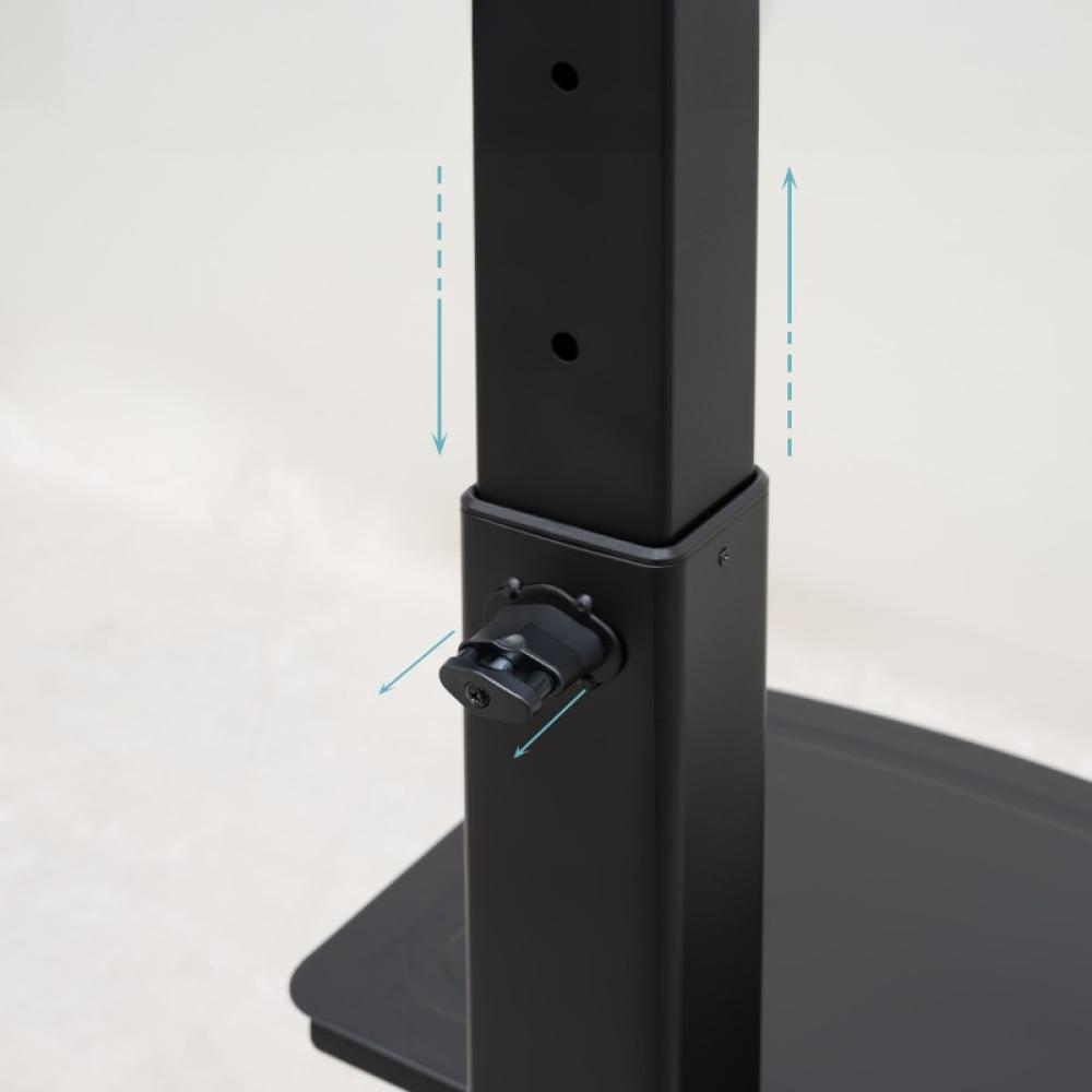 TooQ - COMETA” Soporte de Suelo con Ruedas con Regulación de Altura para Pantallas 37"- 70", Rotación 90°, Negro