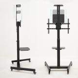 TooQ - COMETA” Soporte de Suelo con Ruedas con Regulación de Altura para Pantallas 37"- 70", Rotación 90°, Negro