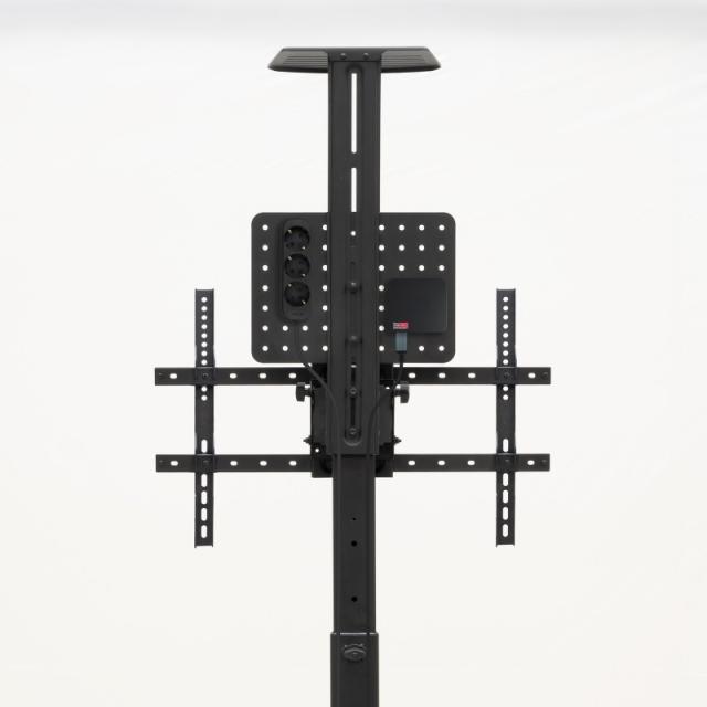 TooQ - COMETA” Soporte de Suelo con Ruedas con Regulación de Altura para Pantallas 37"- 70", Rotación 90°, Negro