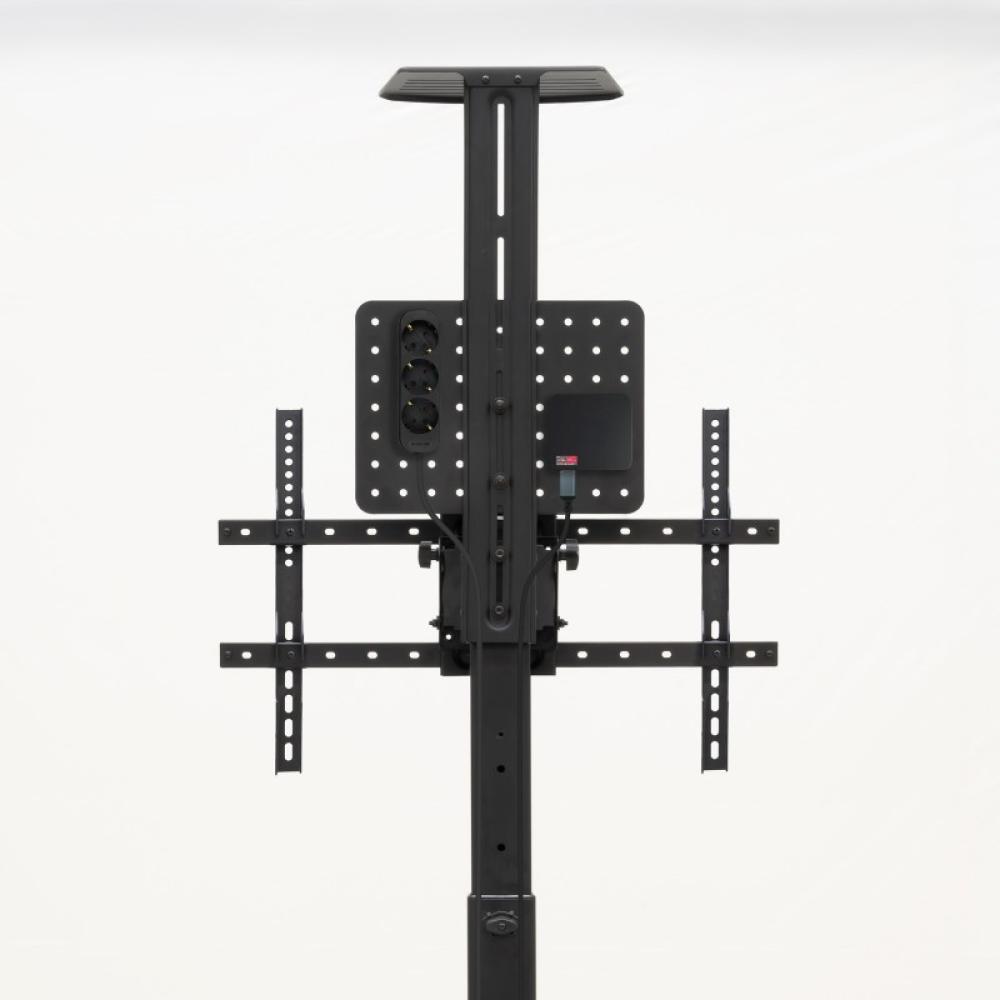 TooQ - COMETA” Soporte de Suelo con Ruedas con Regulación de Altura para Pantallas 37"- 70", Rotación 90°, Negro