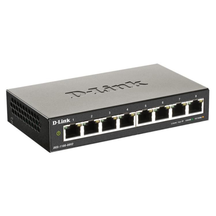 D-Link - DGS-1100-08V2 Gestionado L2 Gigabit Ethernet (10/100/1000) Negro